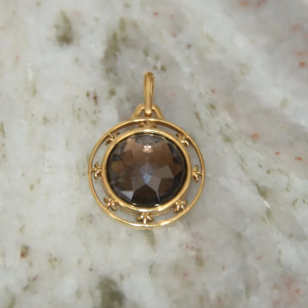 RARE LE LUXURY MONICA RICH KOSANN FLEUR DE LIS QUARTZ 18K CHARM PENDANT ENHANCER